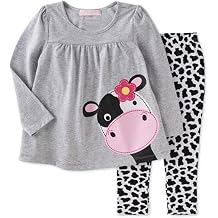 Toddler Boys Girls Unisex Cotton 2-Piece Long-Sleeve Shirts and Pants Playwear Set