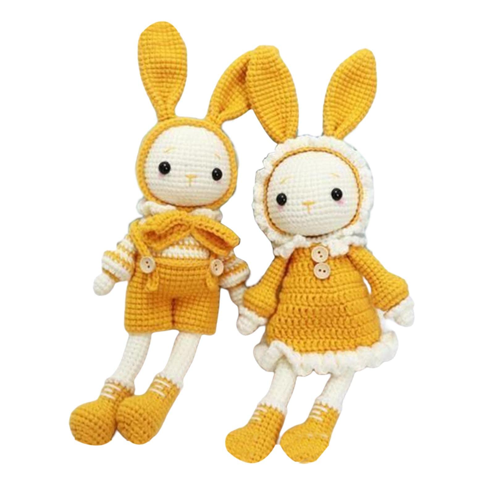 KBOLAE Crochet Kit for Beginner Cute Rabbits Includes Yarn, Hook, Accessories Yellow