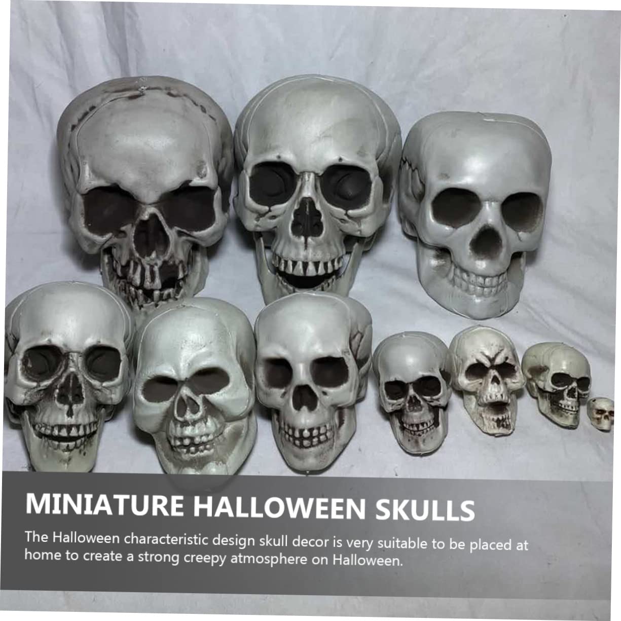 8 Piezas Calavera para Halloween, Esqueleto Realista para Fiestas y Escenarios de Fotos, Adorno de Plástico para Casa