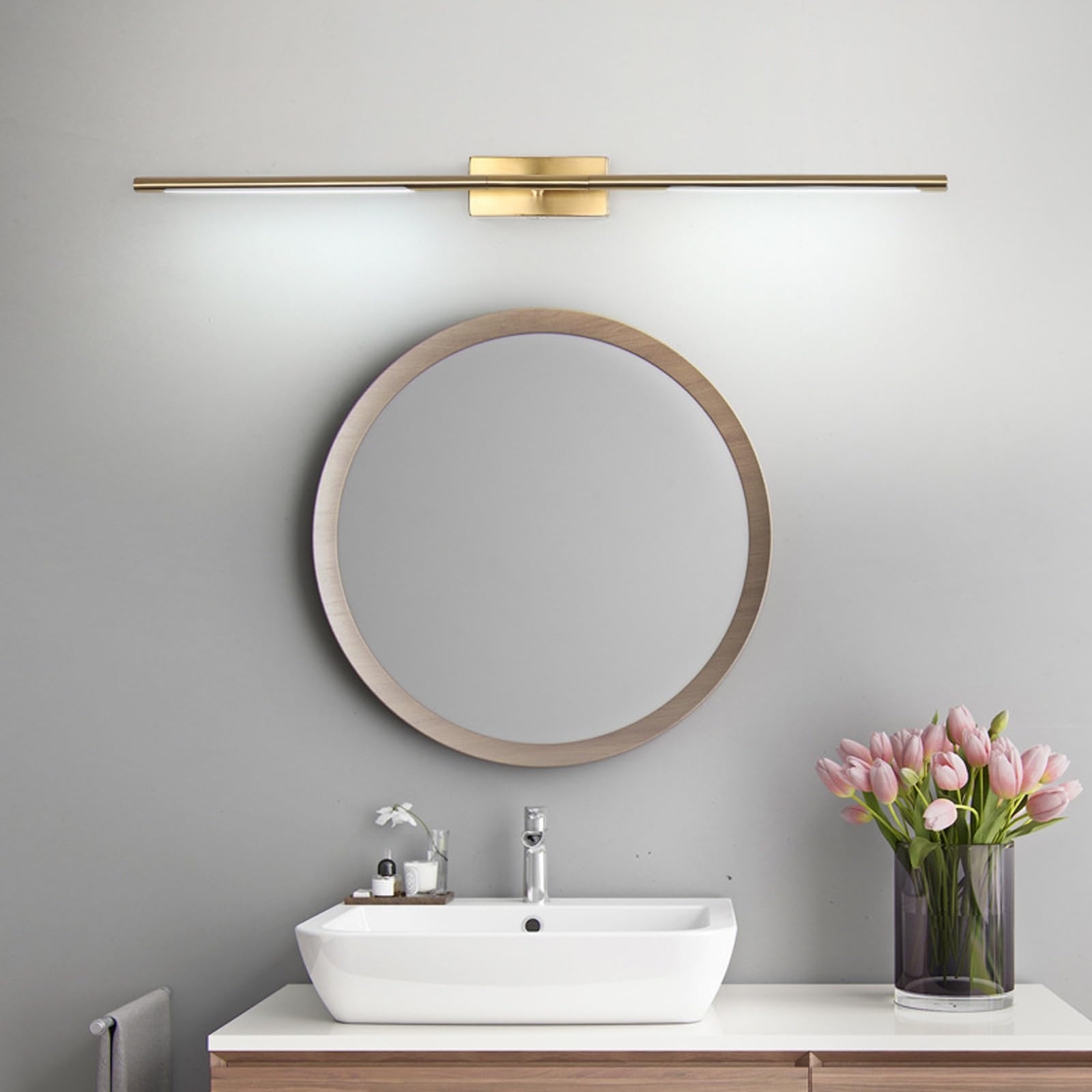 Lámpara de baño moderna sobre espejo, barra de luz de tocador posmoderna, aplique de baño LED simple nórdico, accesorios de iluminación, luces de imagen de 2800k para baño