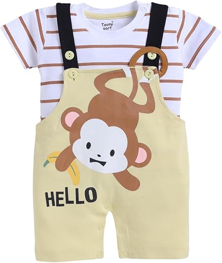 Toonyport Baby Dungaree Set Printed with T-Shirt and Bottom Set