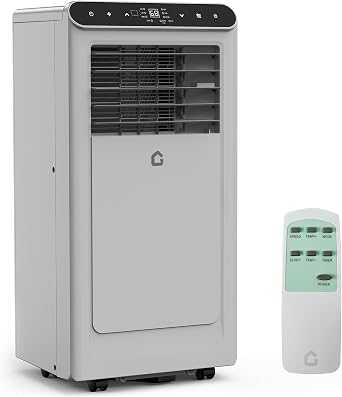 10,000 BTU Portable Air Conditioner, 3-in-1 Portable AC Unit with Fan & Dehumidifier, Room Air Conditioner Cools up to 450 Sq. Ft., Remote Control, Auto Swing, Room AC 24-Hour Timer, Grey