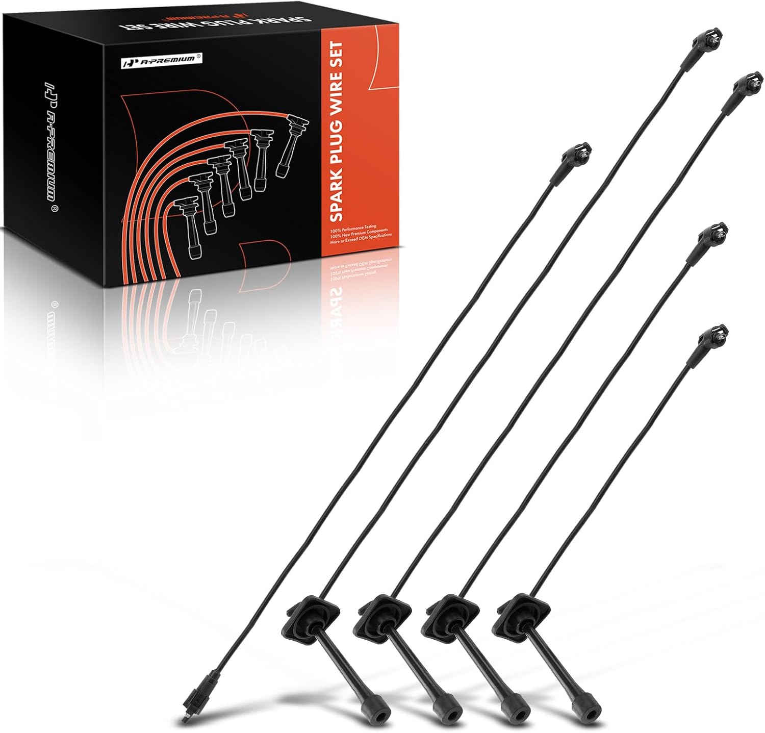 A-Premium Ignition Spark Plug Wires Set of 5 Compatible with Toyota Camry 1992-1996, Celica 1992-1999, MR2 1992-1995, RAV4 1996-1996, 2.0L 2.2L Square Top Plug Ends