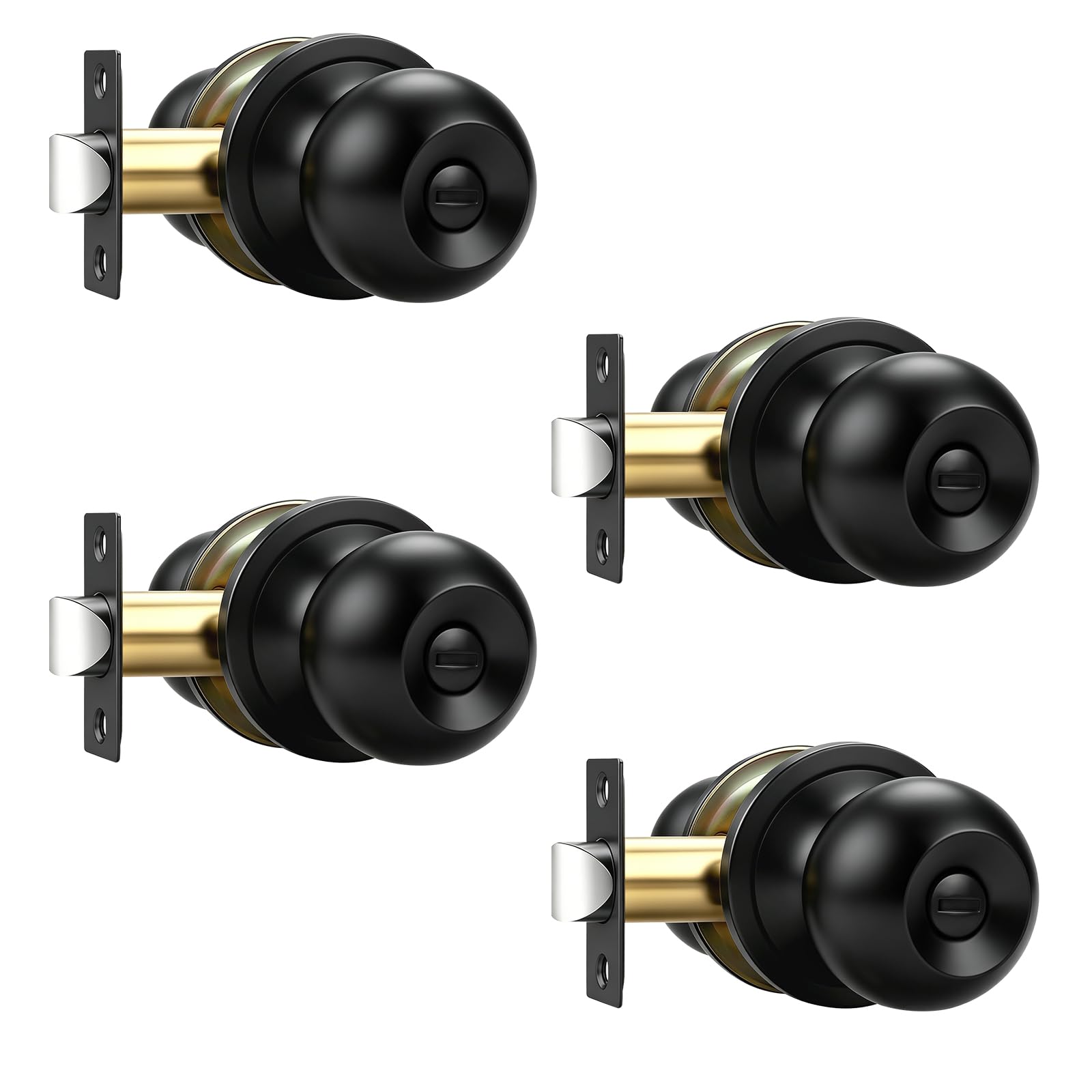 Matte Black Keyed Entry Door Knobs - 2 Pack -24
