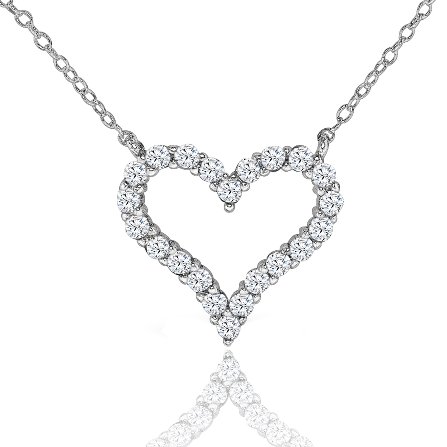 AceLay 18k Gold Plated Heart Necklaces For Women Filled With CZ Stones | Women's Jewelry Love Pendant Necklace