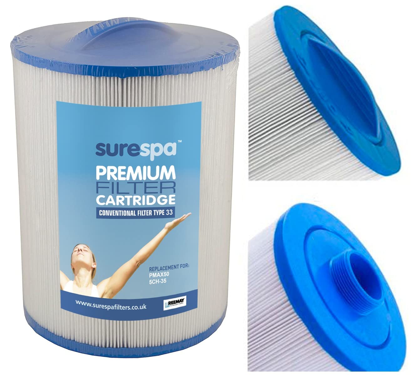 SurespaHot Tub Filter - Replaces Unicel 5CH-35, Pleatco PMAX50, SC718, Darlly 50353, Magnum EL35 35 sq ft Hot Tub Filter Type 33