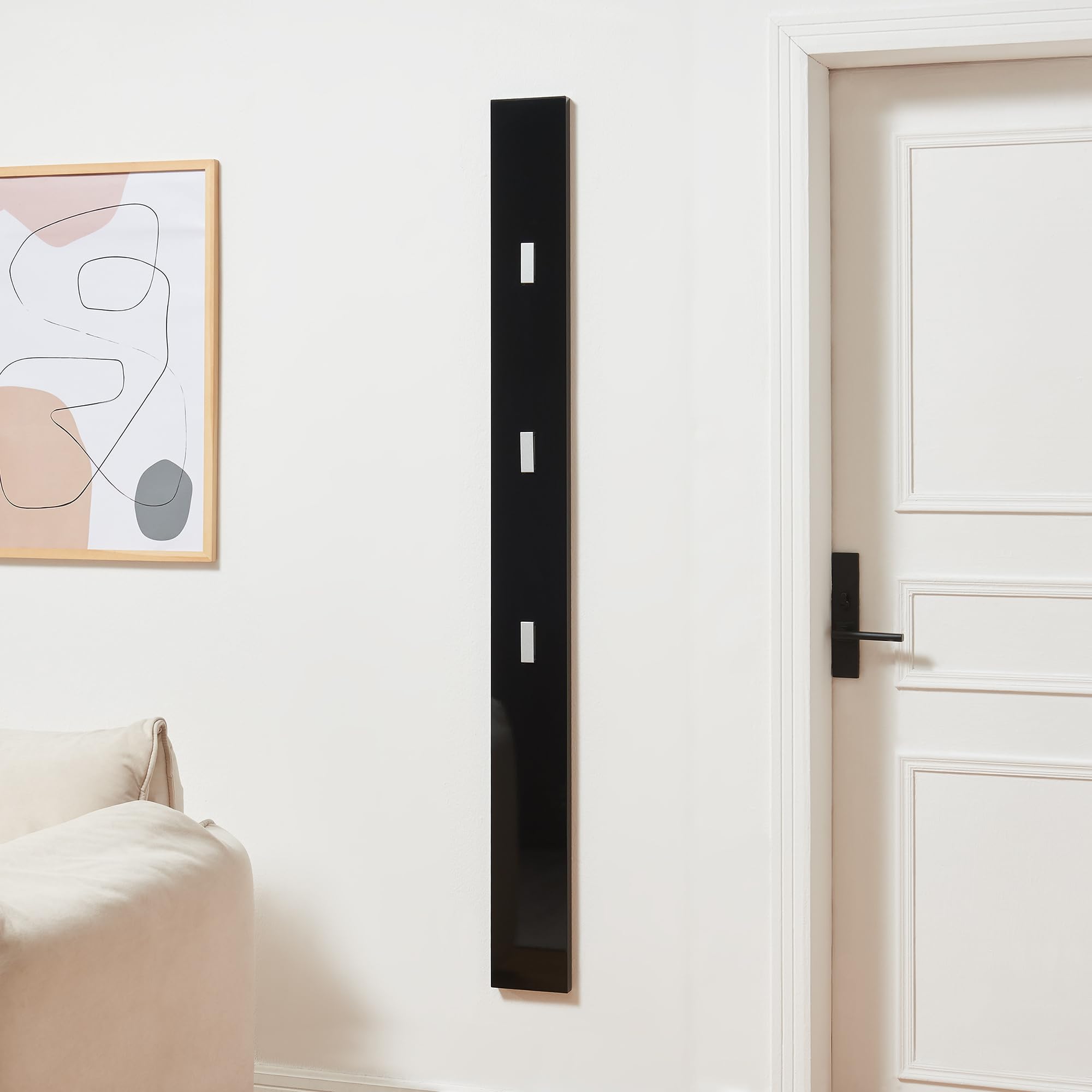 en.casa] Appendiabiti da Parete con 3 Ganci Pieghevoli Pannello Attaccapanni da Ingresso Corridoio 165 x 15 x 2,5 cm - Nero