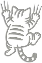 ForzaGroup Sliding Down Cat Cutting Sticker Tabby Car Motorcycle Helmet Outdoor Weatherproof (6cm×4cm Silver)