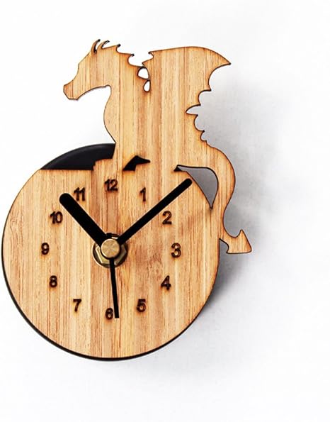 Amazon Co Jp Ariely Chevaliers 掛け時計 木製 冷蔵庫マグネット掛け時計 クオーツ時計 北欧 オシャレ インテリア シンプル ドラゴン 3 ホーム キッチン