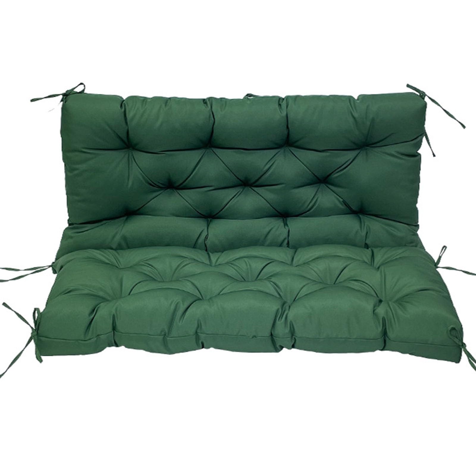 Coussins de balancelle vert foncé imperméables avec dossier et attaches pour banc de jardin