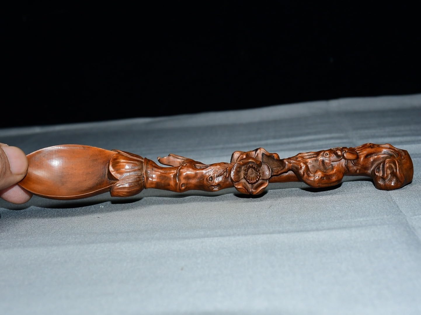 8" Old Boxwood Plum Blossom Tree Root Handle Tea Shovel Tea Ceremony Tool Spoon Study Amass Wealth Ornaments