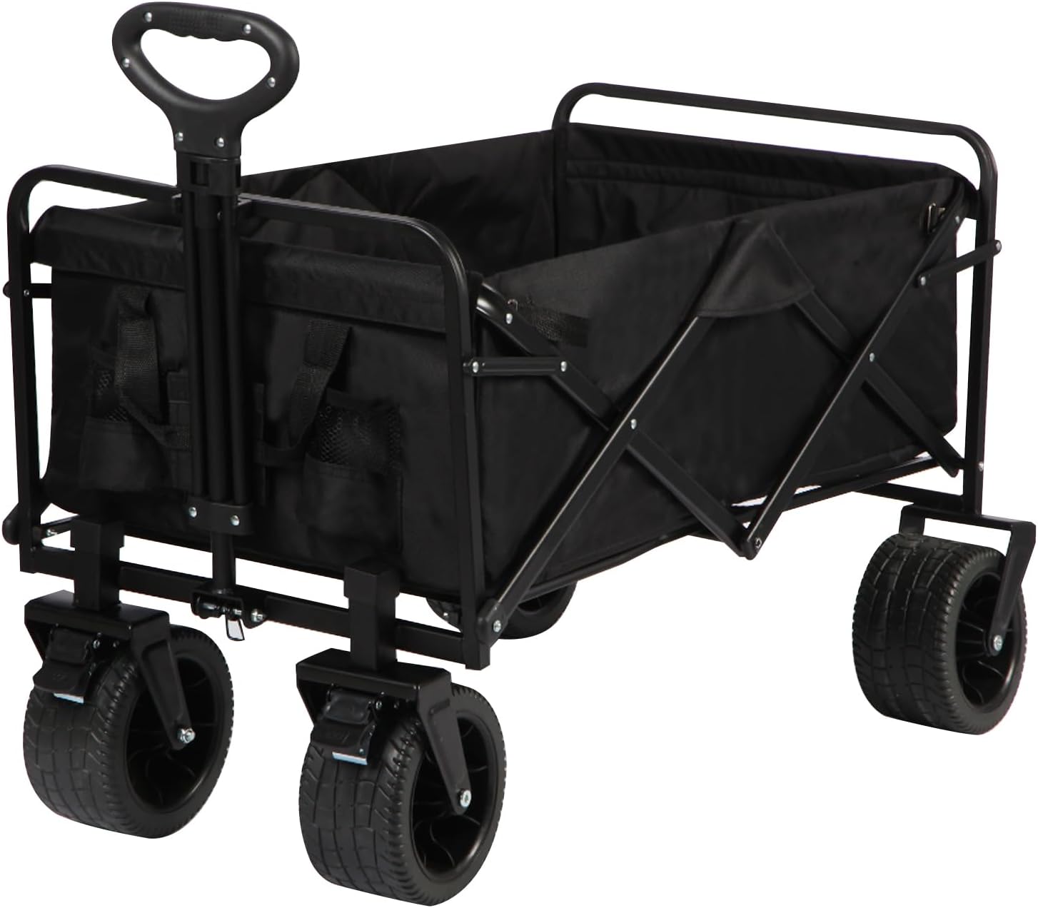 MMQ Heavy-Duty Folding Wagon with 550lbs Weight Capacity, Collapsible Wagon with Big Wheels - Robust Construction, Spacious Interior, Adjustable Rolling Carts, Outdoor Folding Camping Wagons, Portable