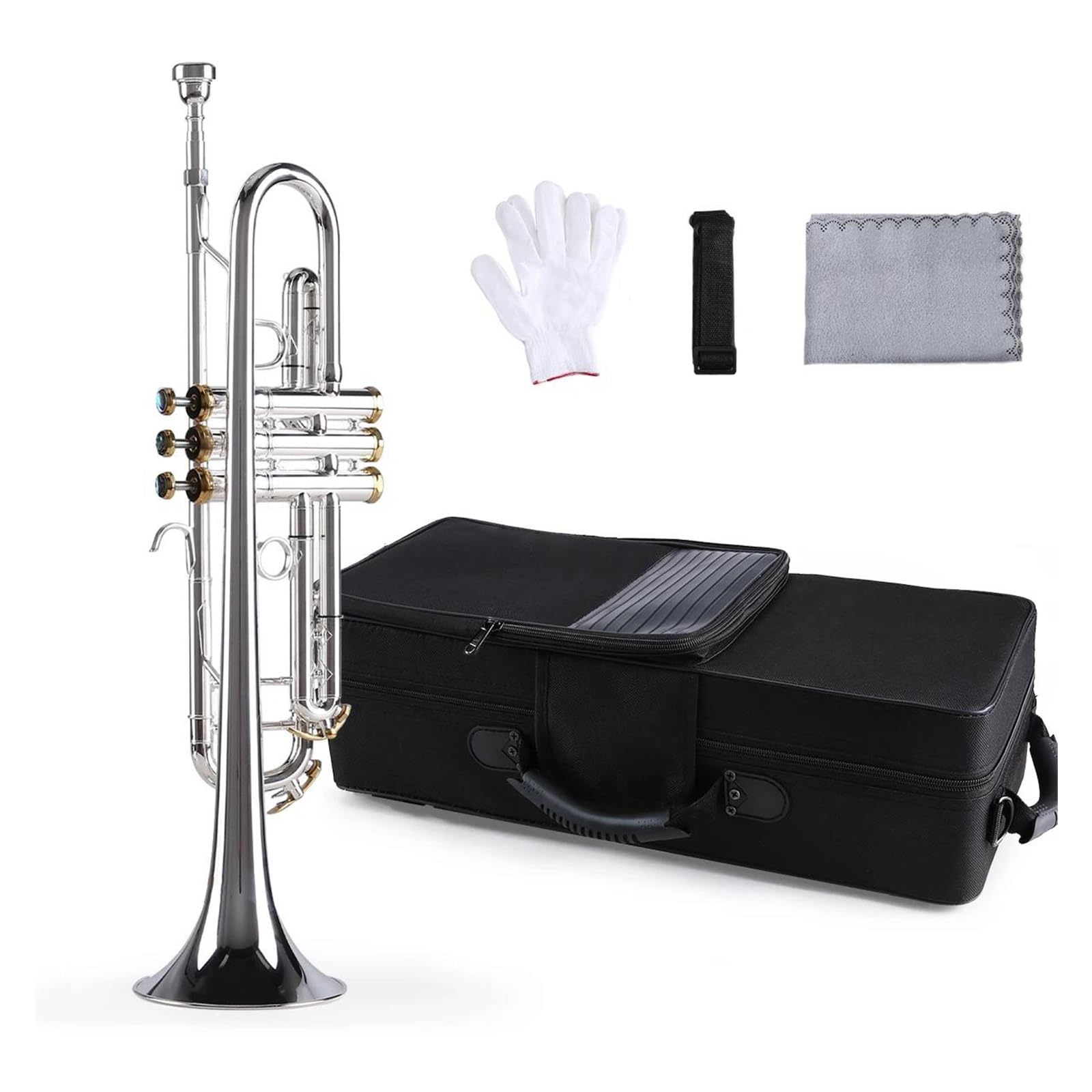 trąbka instrument Profesjonalna Trąbka Bb Materiał Mosiężny Posrebrzana Powierzchnia Piękny Instrument Dęty Z Ustnikiem 5C