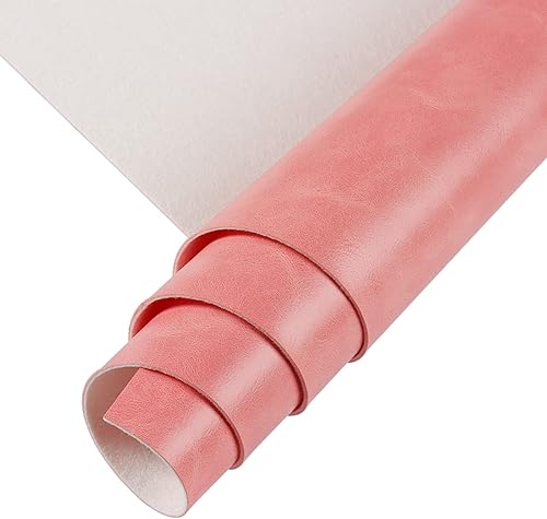 Vista 15 de Ramya Rollo de hoja de piel sintética color rojo claro liso de 12 x 53 pulgadas, tela de piel sintética muy adecuada para hacer, aretes de cuero