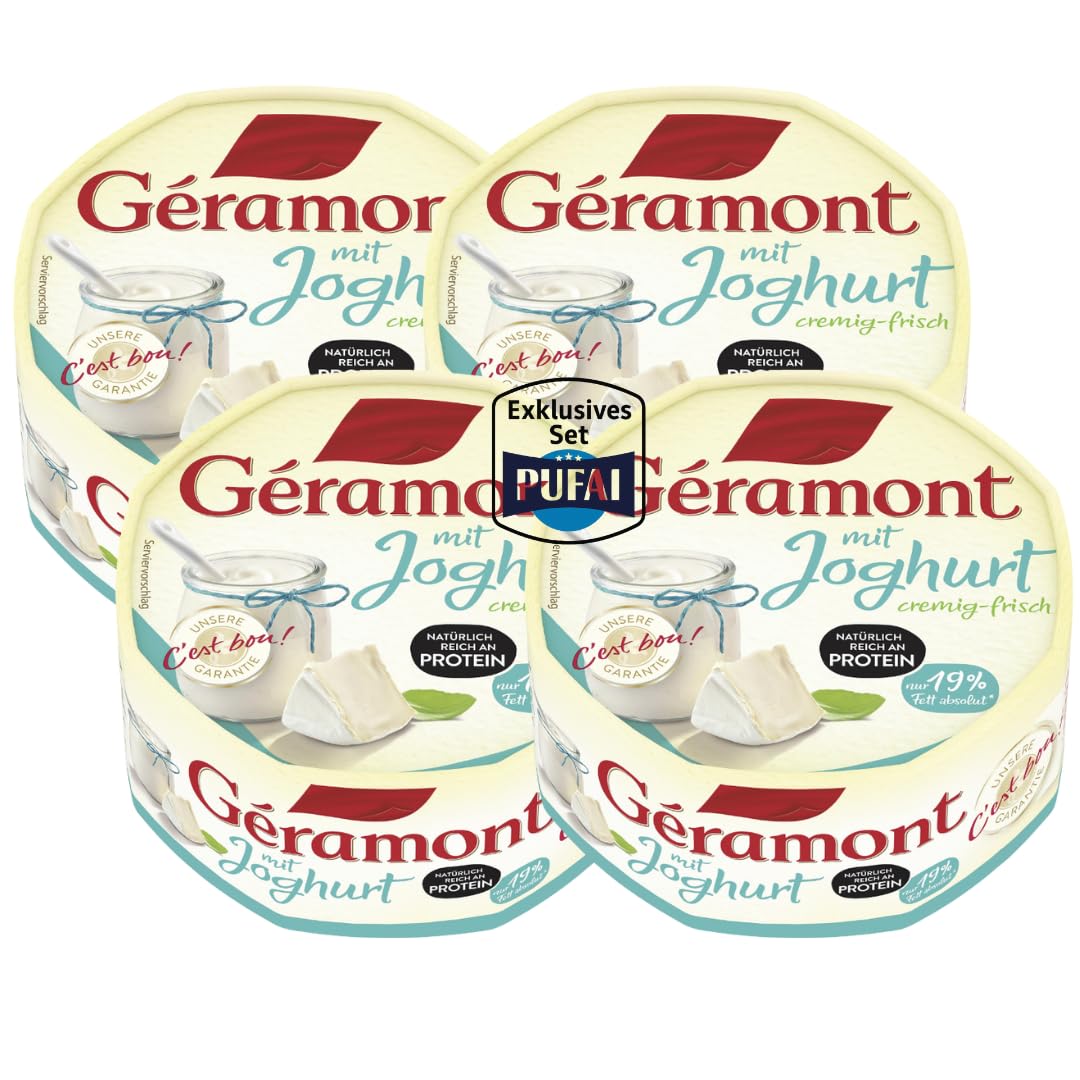 Géramont Weichkäsezubereitung mit Joghurt – 200 g, 4er Pack | Französische Käsevariation aus Kuhmilch | Mild & leicht cremig