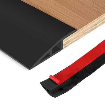 Self-Adhesive Door Threshold Strip 70mm W*1m L Laminate Door Carpet Edge Strip Floor Transition Strips Threshold Trim and Edgings Thresholds Ramps for Tile, Wood, Doorways Black