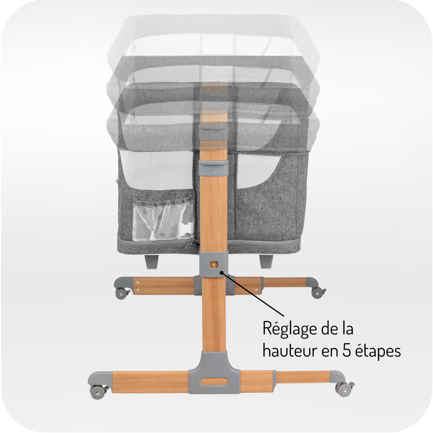 Momi Lit d'enfant Multifonction Smart Bed 4 en 1, lit d'appoint et Parc, jusqu'à 15 kg, réglage hauteur 5 niveaux, avec matelas