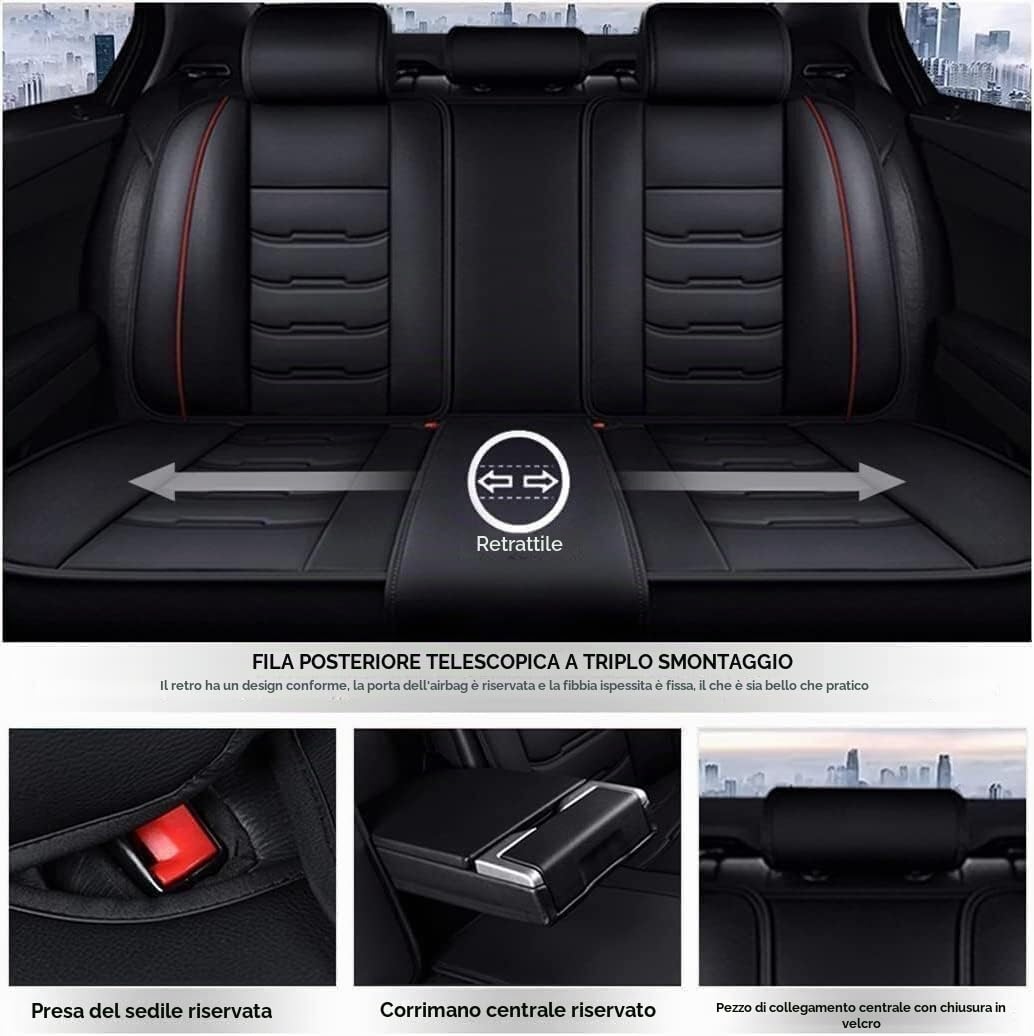 Coprisedili Auto Pelle, per Golf 4 5 6, Coprisedili Universali Similpelle, Set Completo Copri-Sedile Impermeabile Coprisedile Anteriori Posteriori Copri Sedili 5-Posti(B)