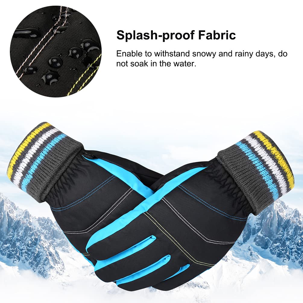 HNGEMSY Handschoenen voor kinderen, sneeuwhandschoenen, skihandschoenen voor 2-13 jaar, meisjes, jongens, PU-palm, waterdicht, winddicht, warm fleece, winterhandschoenen (grijs, S