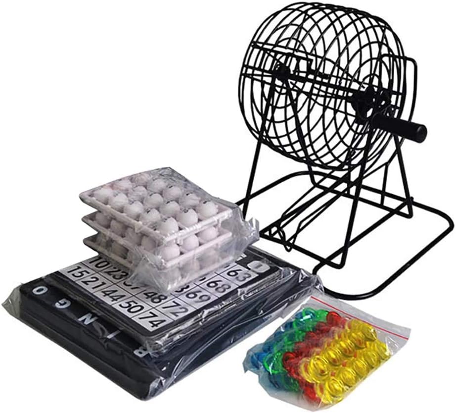 GOTOTOP Deluxe Bingo Game Set, Metal Bingo Cage with 75 Balls and 18 Cards for Family and Friends Gatherings (Assorted Color)