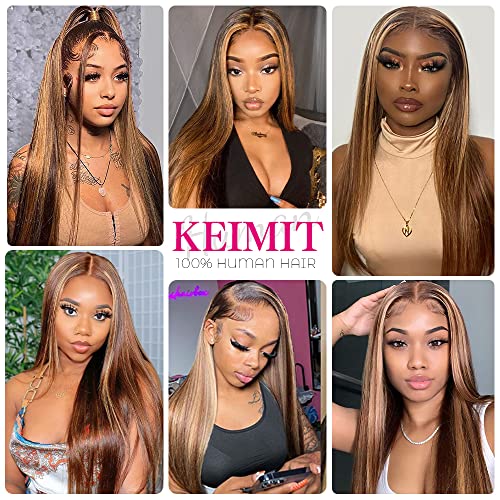 200% Density 13X6 Highlight Ombre Lace Front Wig Human Hair For Women Honey Blonde Straight Lace Front Wigs Human Hair With Baby Hair Glueless Lace Front Wigs Human Hair Pre Plucked Full And Thick（32Inch P4/27 Highlight Ombre ) #TOP5