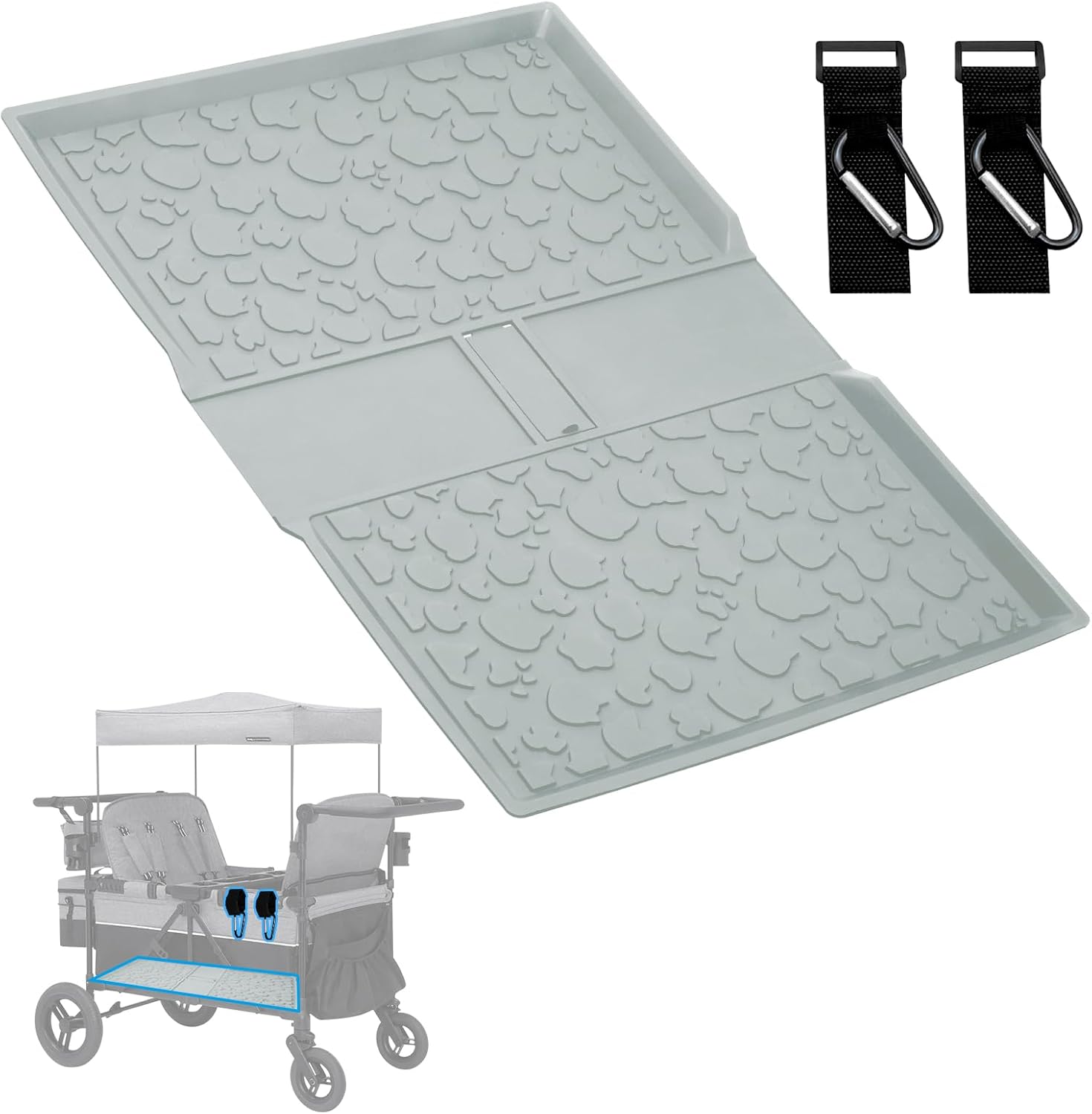All Weather Mat for Wrangler Deluxe 4 Seater Stroller Wagon,Myvikcar Insert Floor Protect Pad 31.5x22'' (Gray)