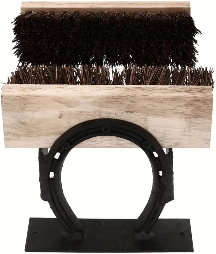Renovators Supply Cast Iron Horseshoe Boot Scraper with Brushes and Mud Scraper
