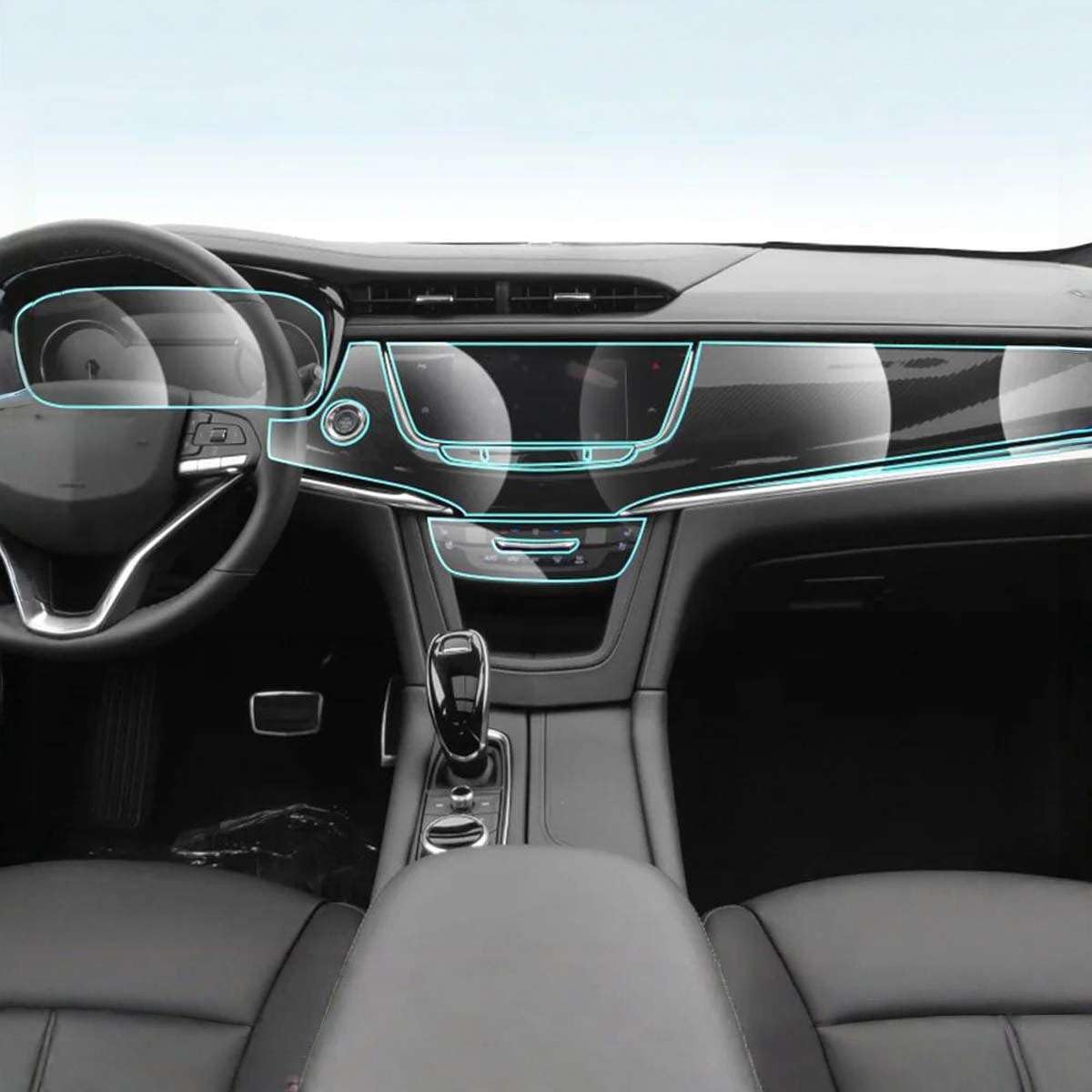 Car Interior Center Console Media Dashboard Navigation TPU Protector Film Anti-Scratch, for Cadillac XT6 2020-2024