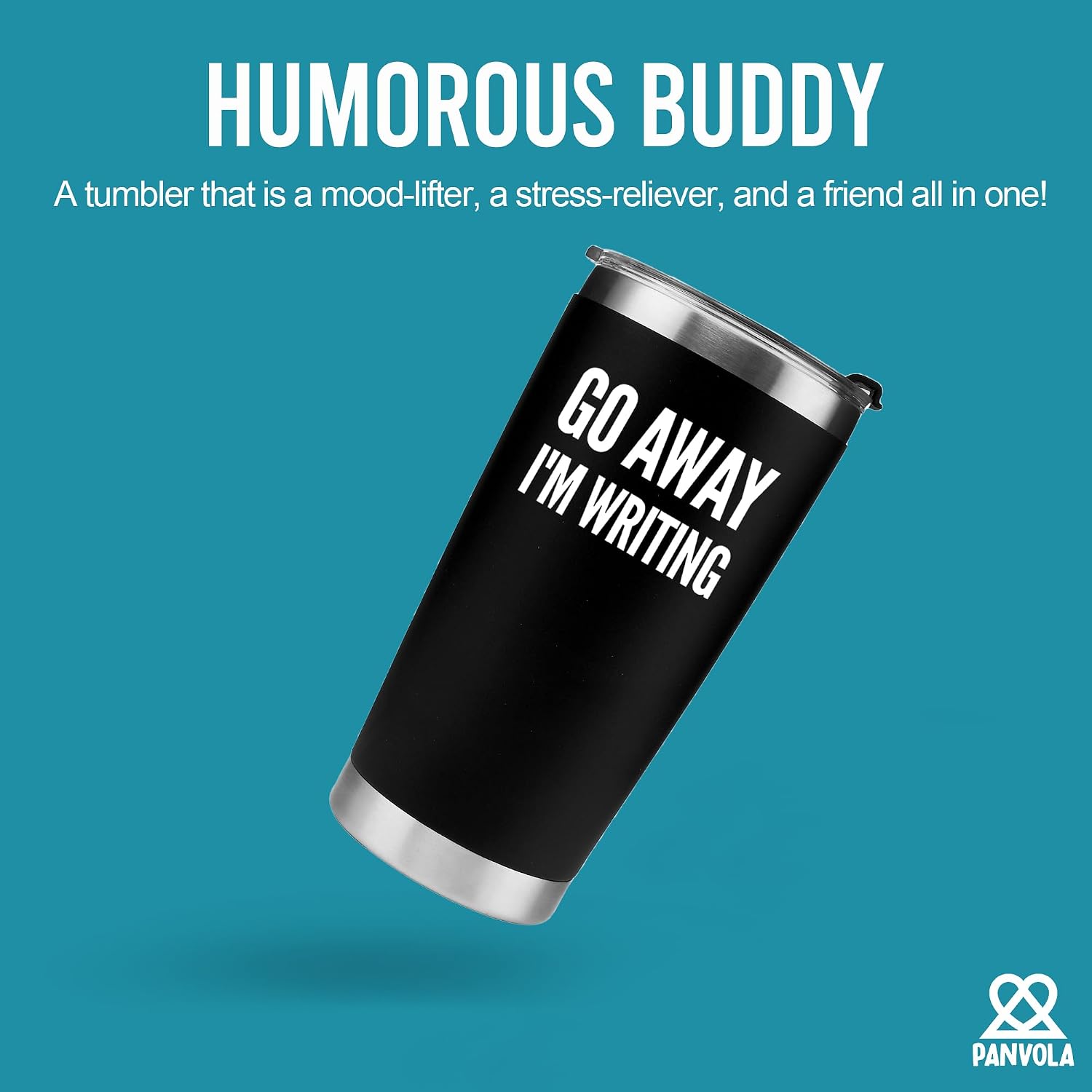 Panvola Go Away, I'm Writing Vacuum Insulated Tumbler Writer Gifts Sarcastic Funny Author Novelist Poet Scriptwriter Journalist Drinkware 304 Stainless Steel Travel Mug With Straw (20 oz) image 2