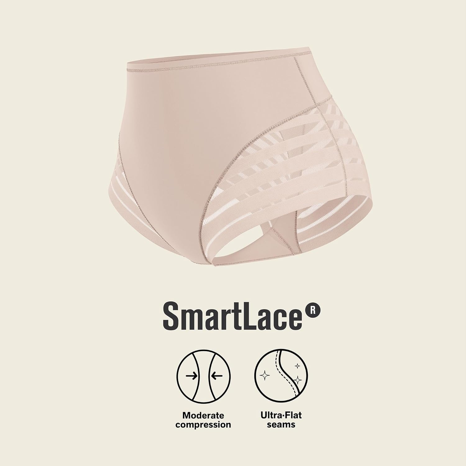 Leonisa High Waisted Invisible Tummy Control Shapewear for Women - Stripe Lace Ladies Underwear Panties - Image 5