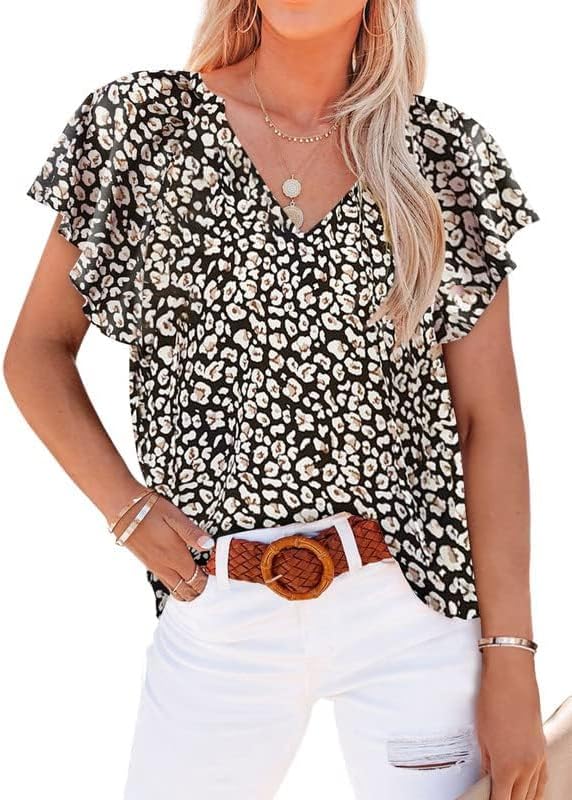 Dokotoo Women's Casual Boho Floral Print V Neck Long Sleeve T Shirt Blouses - Image 2