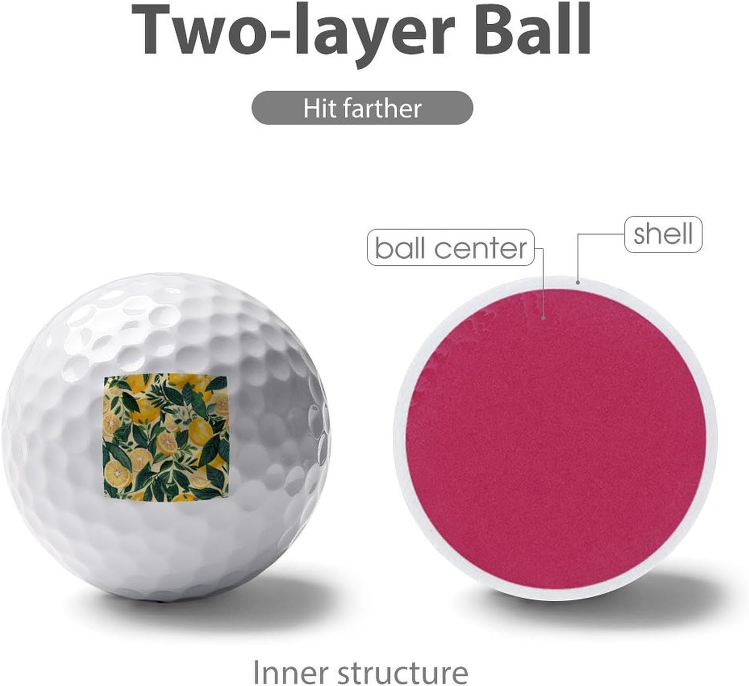 Tropical Fruits Lemon Practice Golf Ball Distance and Speed Gifts for Men Women Golfers