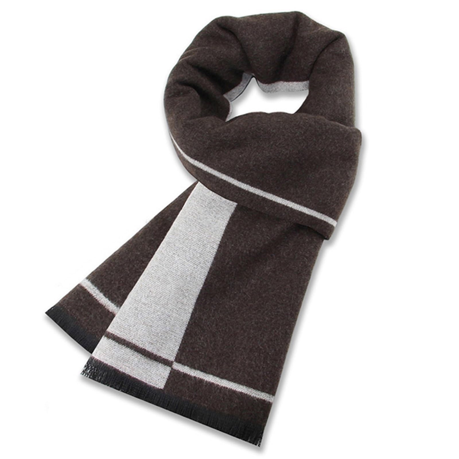Generisch Bufanda de hombre de invierno cálida bufanda para hombre de seda informal a cuadros de negocios para hombre larga pashmina Shawls Muffler