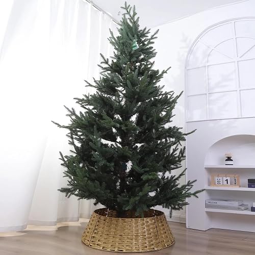 Urbnliving Gold 76Cm Christmas Tree Skirt – Round Festive Base Cover, Decorative Xmas Stand Mat, Premium 4-Piece Holiday Set (Gold)