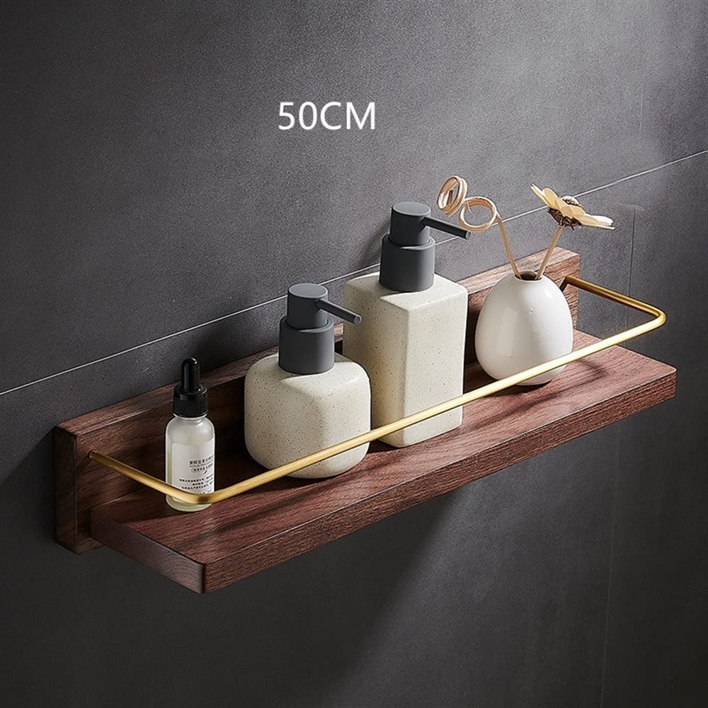 Wielofunkcyjna Półka Łazienkowa Shower Caddy Pływające Półki Naścienny Szczotkowany Złoty Uchwyt Do Przechowywania W Kuchni Mosiężna Drewniana Półka Narożna Do Łazienki Półka Na Ręczniki/50C