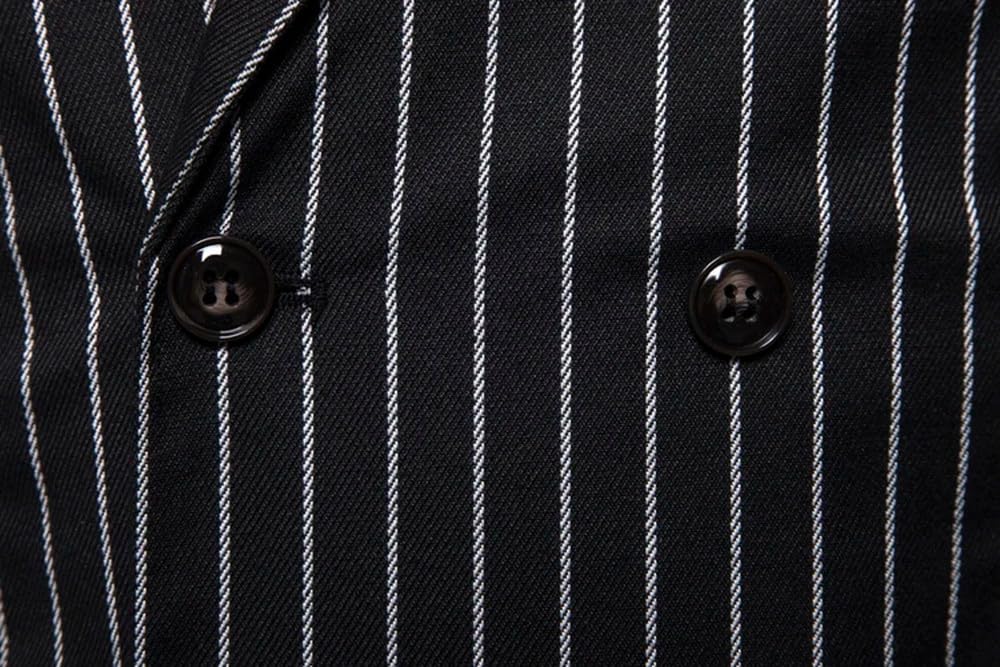Chaleco De Traje Hombre - Chalecos De Rayas Verticales Para Hombre, Chaleco De Oficina Con Doble Botonadura, Abrigo, Chaqueta Sin Mangas De Negocios Para Hombre, Prendas De Vestir Exteriores Con Cue