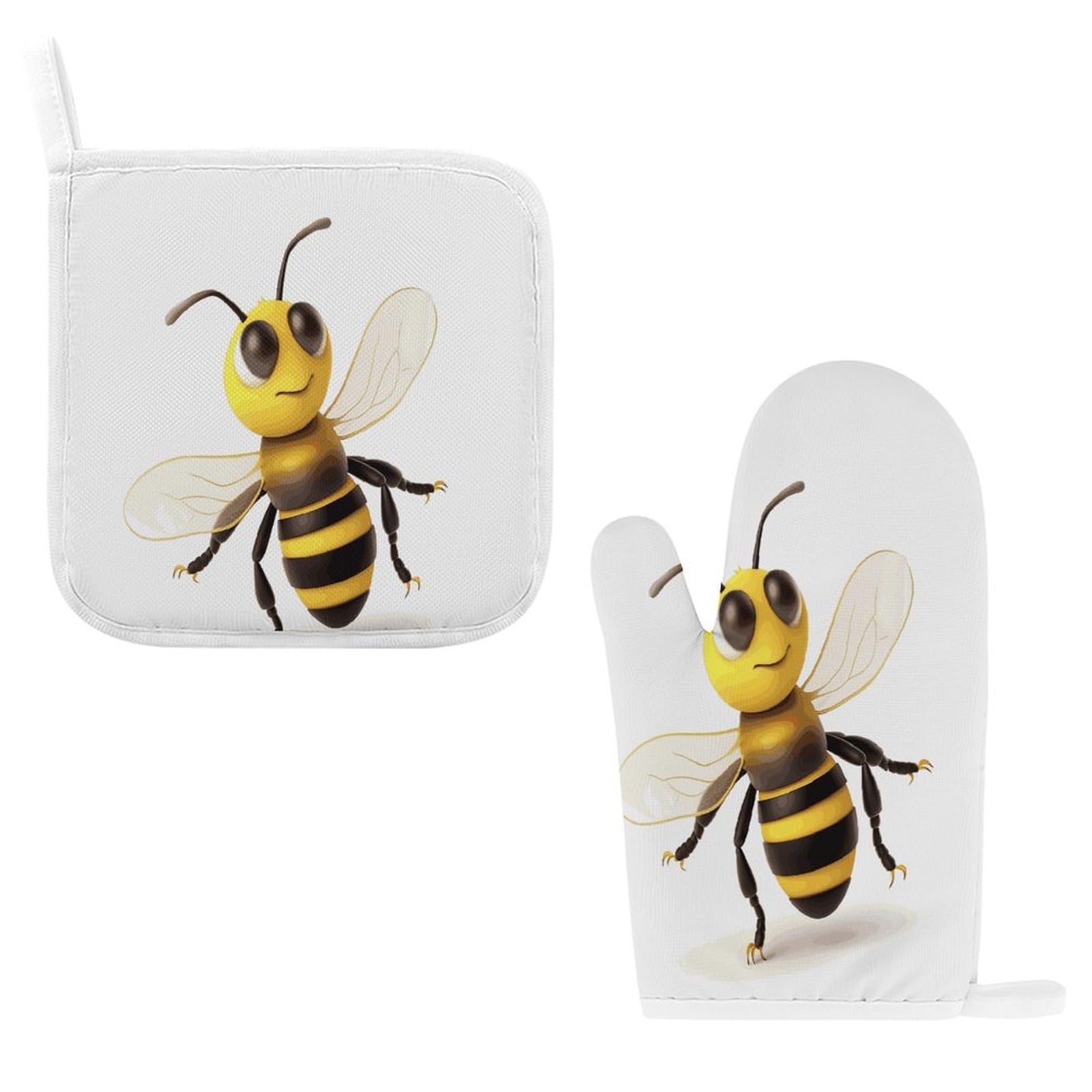 Btcowzrv Style Honey Bee Oven Mitts And Pot Holders 2Pcs Set
