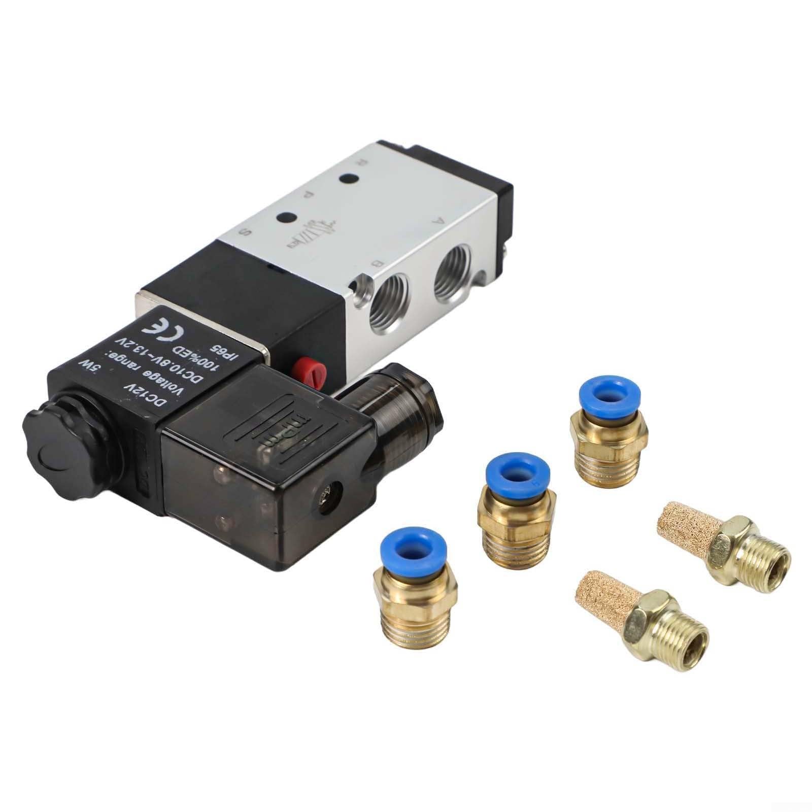 Électrovanne pneumatique 5/2 4V210-08 DC 12V en alliage d'aluminium