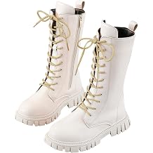 Girls Combat Boots Size 4-11 Fall Winter Lace Up Knee High Boot with Side Zipper Casual Pop Singer Costume Boot