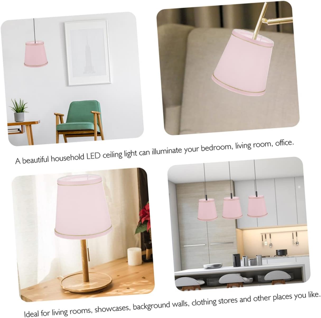 2pcs Pink Cloth Lampshades for Ceiling Lamp Easy to Install Chandelier Covers Warm Natural Fabric Decor for Bedroom Living Room Wall Sconces and Floor Lamps
