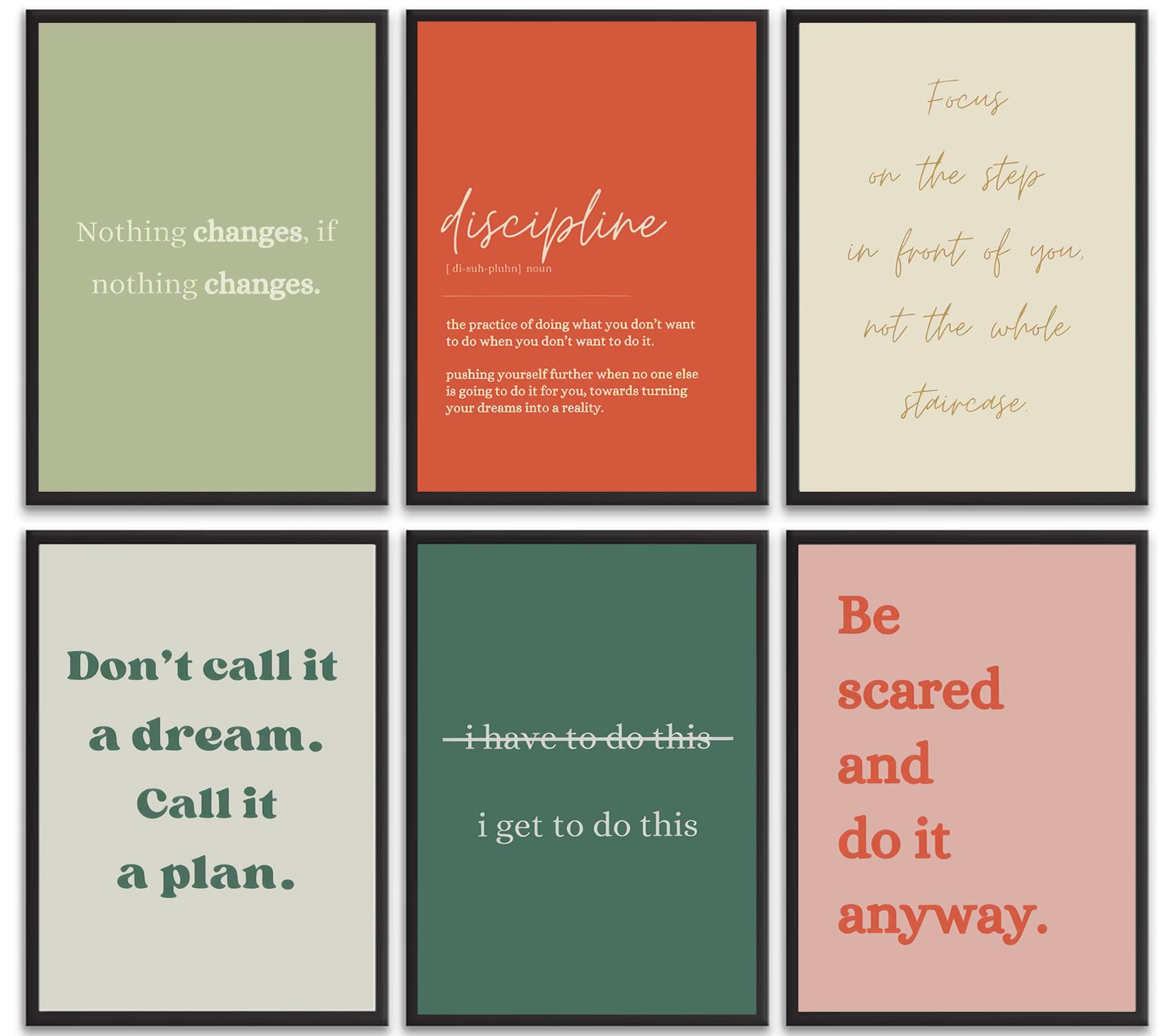 6Pcs Motivational Wall Art Inspiring Teamwork Posters Prints Inspirational Workplace Pictures Office Positive Quotes Canvas Wall Decor for Bedroom