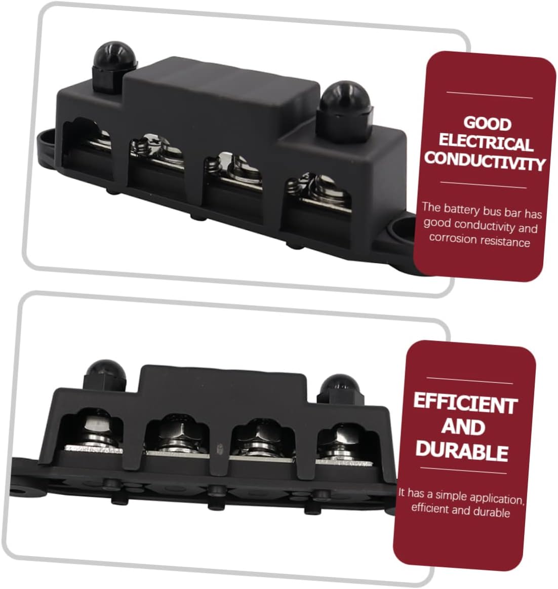2Pcs Bus Bar Distribution Block Stud Power Terminal with Abs Cover for Boat Car Rv High Conductivity Battery Bus Bar