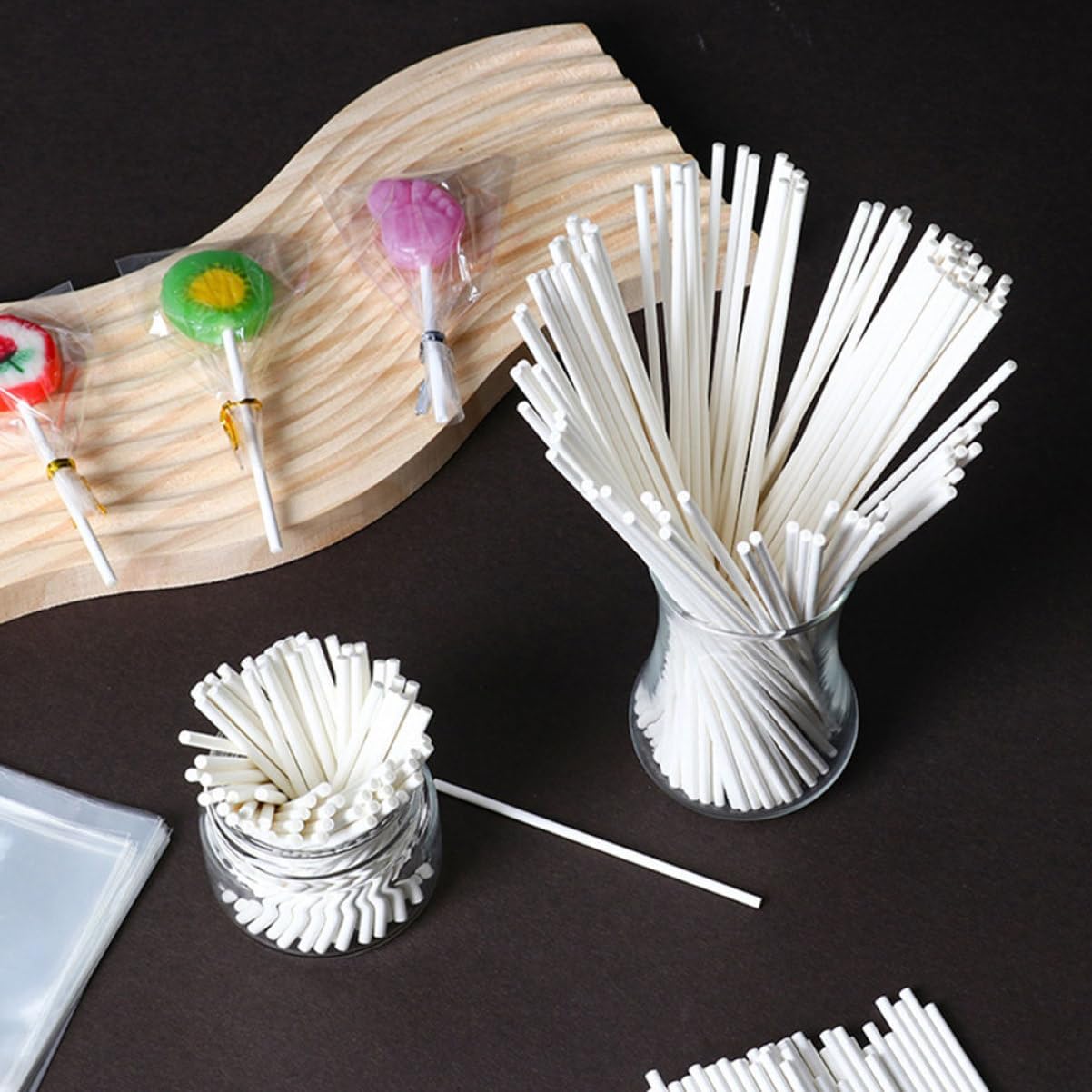 Zerodeko 500pcs Candy Treat Sticks for Lollipop and Cake Sticks for Wrapping and for Boys and Girls Crafts and Desserts