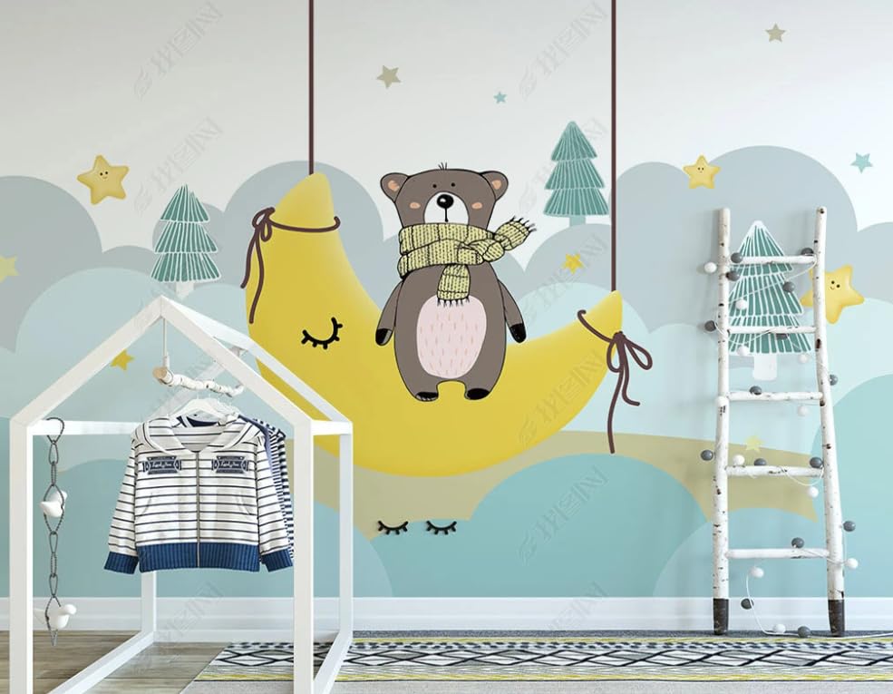 Papier peint intissé ours brun dessiné à la main 150x105 cm