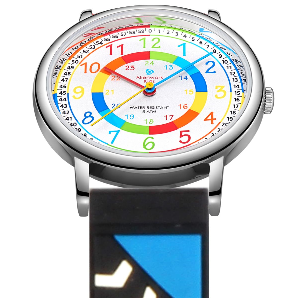 Alienwork Kids Reloj de Aprendizaje Infantil Niño Niña Tiempo de Aprender Silicona Ligera Suave Impermeable