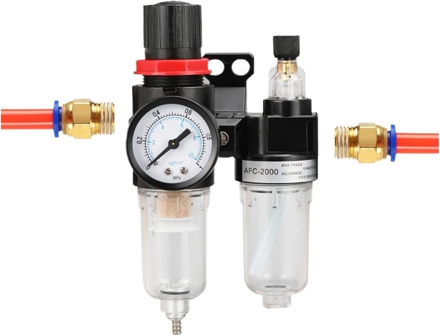 AFC2000 Pneumatic Air Compressor Filter Regulator Lubricant AFR2000 + AL2000 G1/4 Oil-Water Separator Decompression(With 10mm fitting)