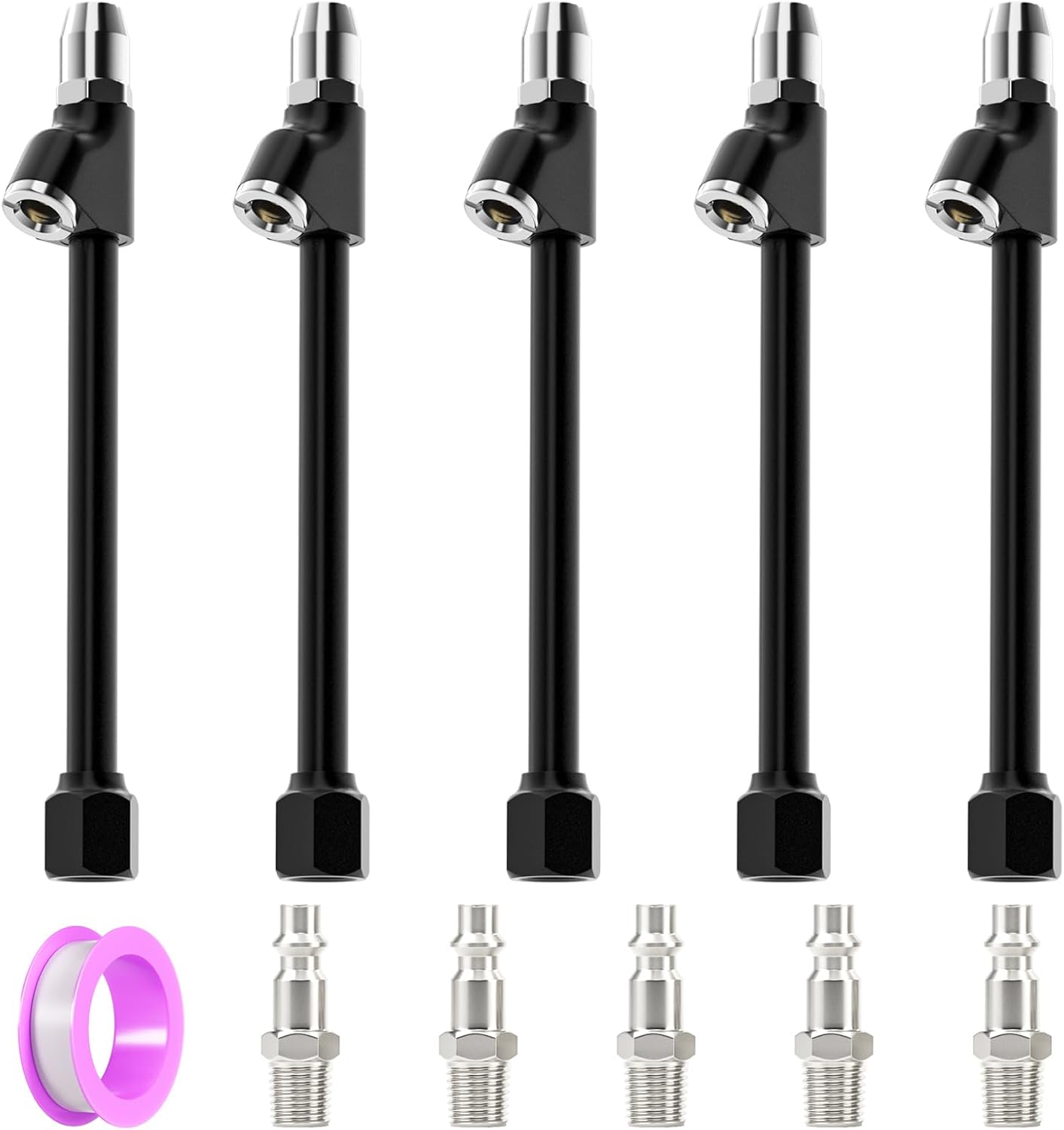 10PCS 1/4" FNPT Dual Head Air Chuck,with Quick Plug, 2-Way Connect Tire Chucks, for Tire Inflator Gauge, Air Compressor, Tire Chuck, Truck, Bicycle, Motorbike, Car (Black)