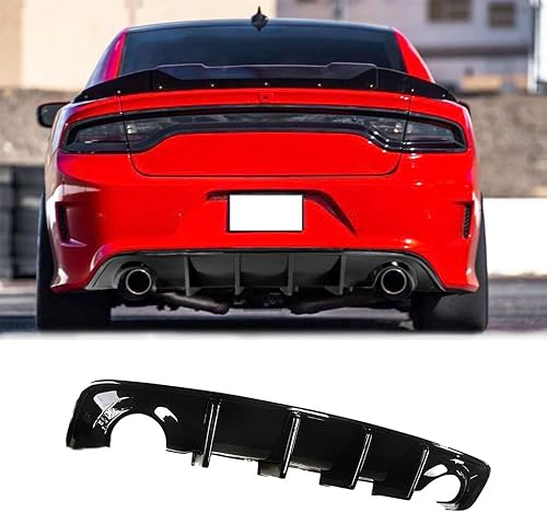 Difusor de parachoques trasero compatible con Dodge Charger SRT 2015-2022 Scat Pack Daytona OE estilo cenefa divisora de cuerpo trasero (negro