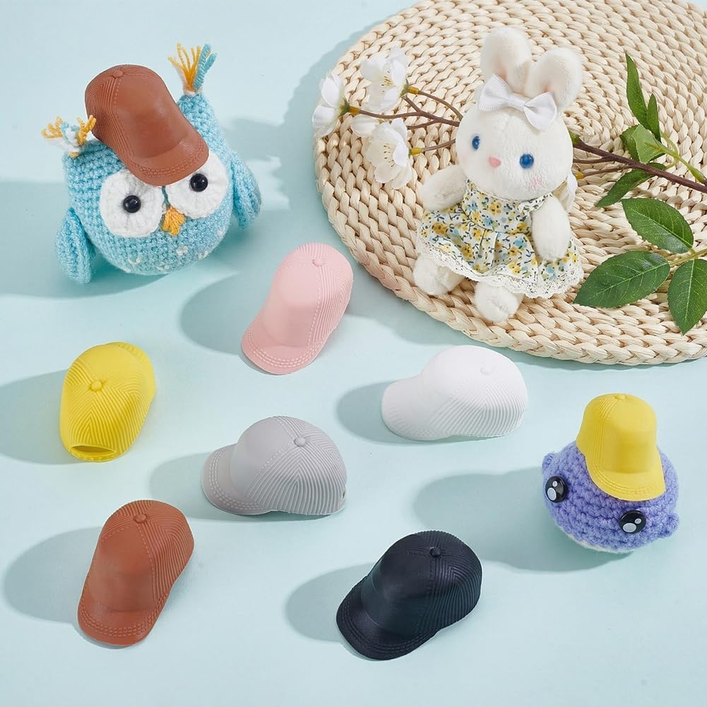 12 Pcs 6 Colors Miniature Baseball Caps, Mini Doll Crafts Hats Doll Costume Outfit Accessories for DIY Crafts Decorate