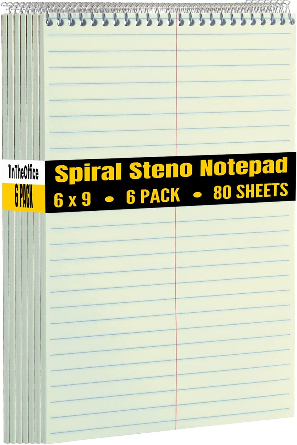 1InTheOffice Steno Pads Spiral 6x9, Spiral Note Pad, Gregg